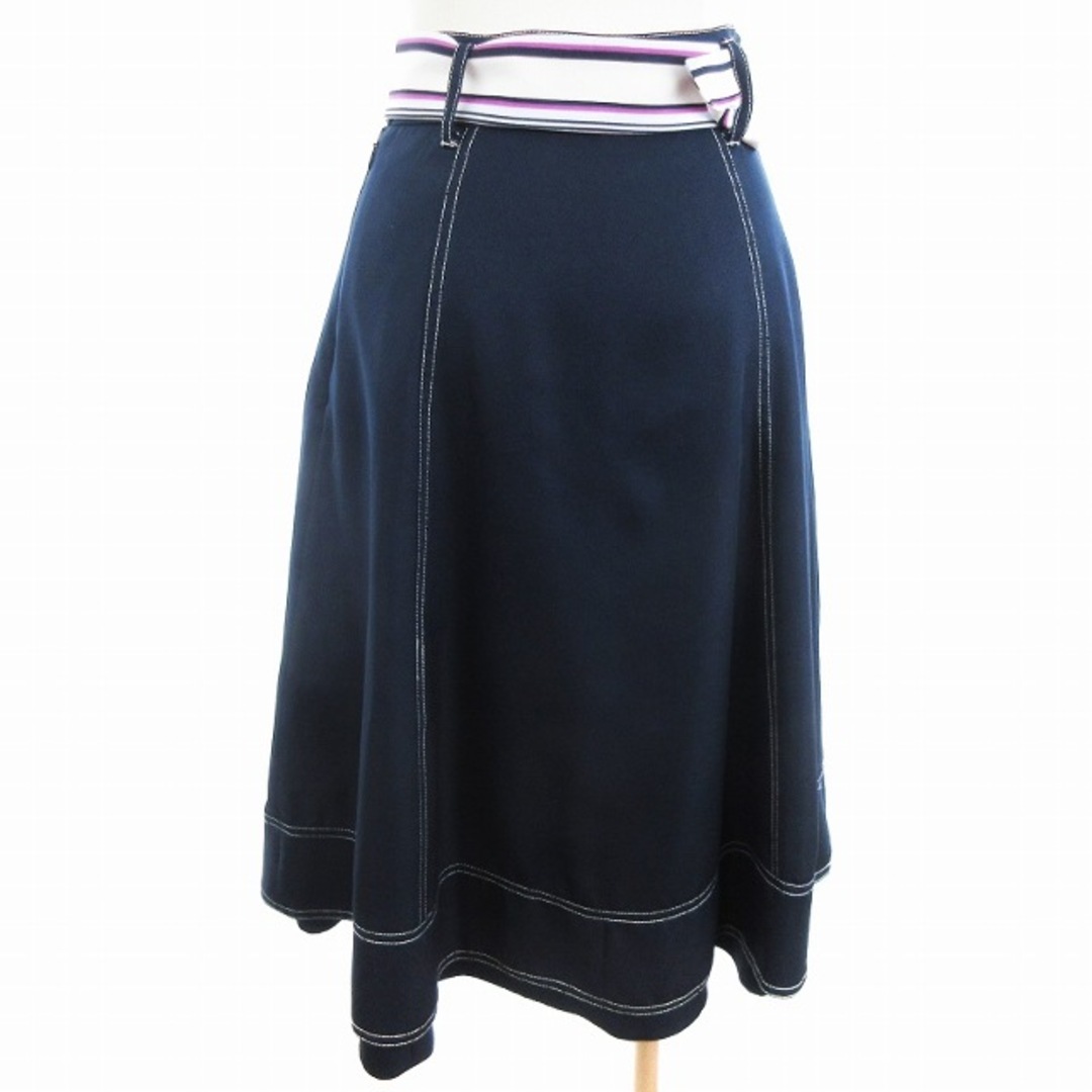 JUSGLITTY(ジャスグリッティー)のジャスグリッティー リバーシブル フレアスカート ミモレ丈 紺 白 1 S位 レディースのスカート(ロングスカート)の商品写真