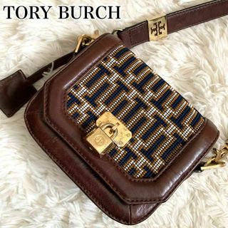 トリーバーチ(Tory Burch)の良品 レア✨トリーバーチ ショルダーバッグ Tロゴ 金具 レザー 鍵 ブラウン(ショルダーバッグ)