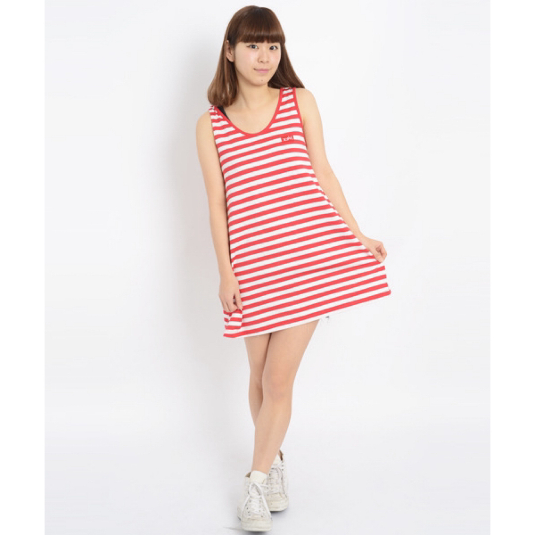 X-girl(エックスガール)の未開封●X-girl BASIC BORDER TANK DRESS 赤/レッド レディースのトップス(タンクトップ)の商品写真