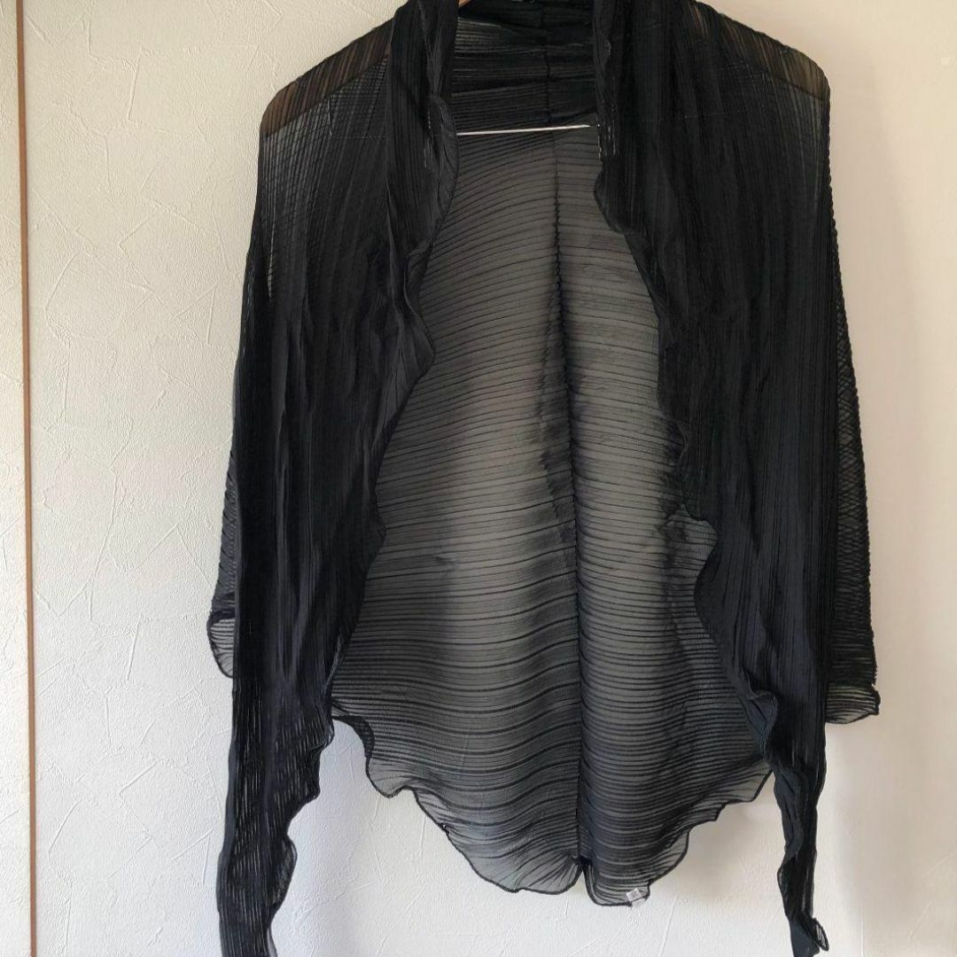 薄手 袖付 ストール ショール アームカバー UVカット 日焼け防止 ブラック レディースのファッション小物(マフラー/ショール)の商品写真