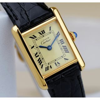 カルティエ(Cartier)の美品 カルティエ マスト タンク アイボリー ローマン 手巻き SM (腕時計)