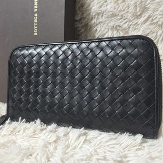 ボッテガヴェネタ(Bottega Veneta)のBottega Veneta イントレチャート ラウンドファスナー 長財布 BK(長財布)