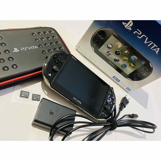 ソニー(SONY)のPS VITA本体(PCH-2000)ケース、メモリーカード16G,32G付き(携帯用ゲーム機本体)