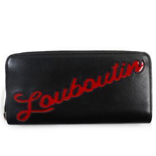 クリスチャンルブタン(Christian Louboutin)の【ドンドン見直し】良品●Christian Louboutin クリスチャンルブタン 3175224 パネトーネ レザー ロゴデザイン ラウンドジップ ロングウォレット 長財布 ブラック レッド 箱・保存袋付き イタリア製 メンズ(長財布)