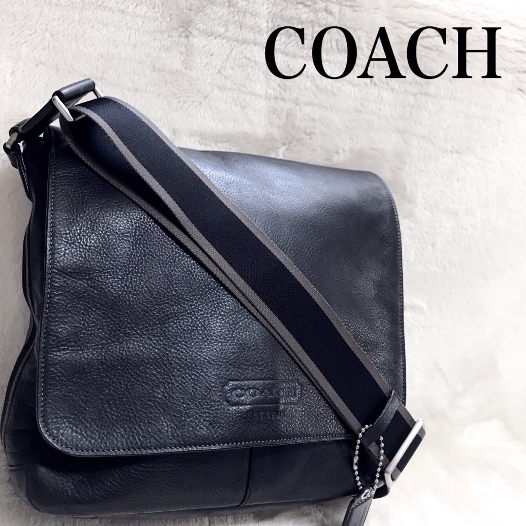 COACH(コーチ)の美品 COACH オールレザー メッセンジャーバッグ ショルダーバッグ 斜め掛け メンズのバッグ(ショルダーバッグ)の商品写真