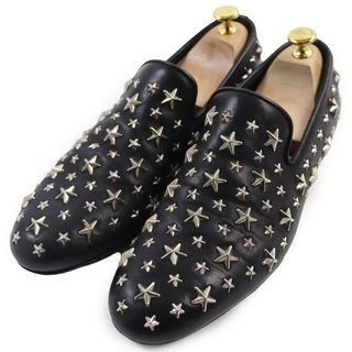 ジミーチュウ(JIMMY CHOO)の【ドンドン見直し】良品●JIMMY CHOO ジミーチュウ レザー スタースタッズ付き ローファー スリッポン ブラック 41 イタリア製 メンズ(スリッポン/モカシン)