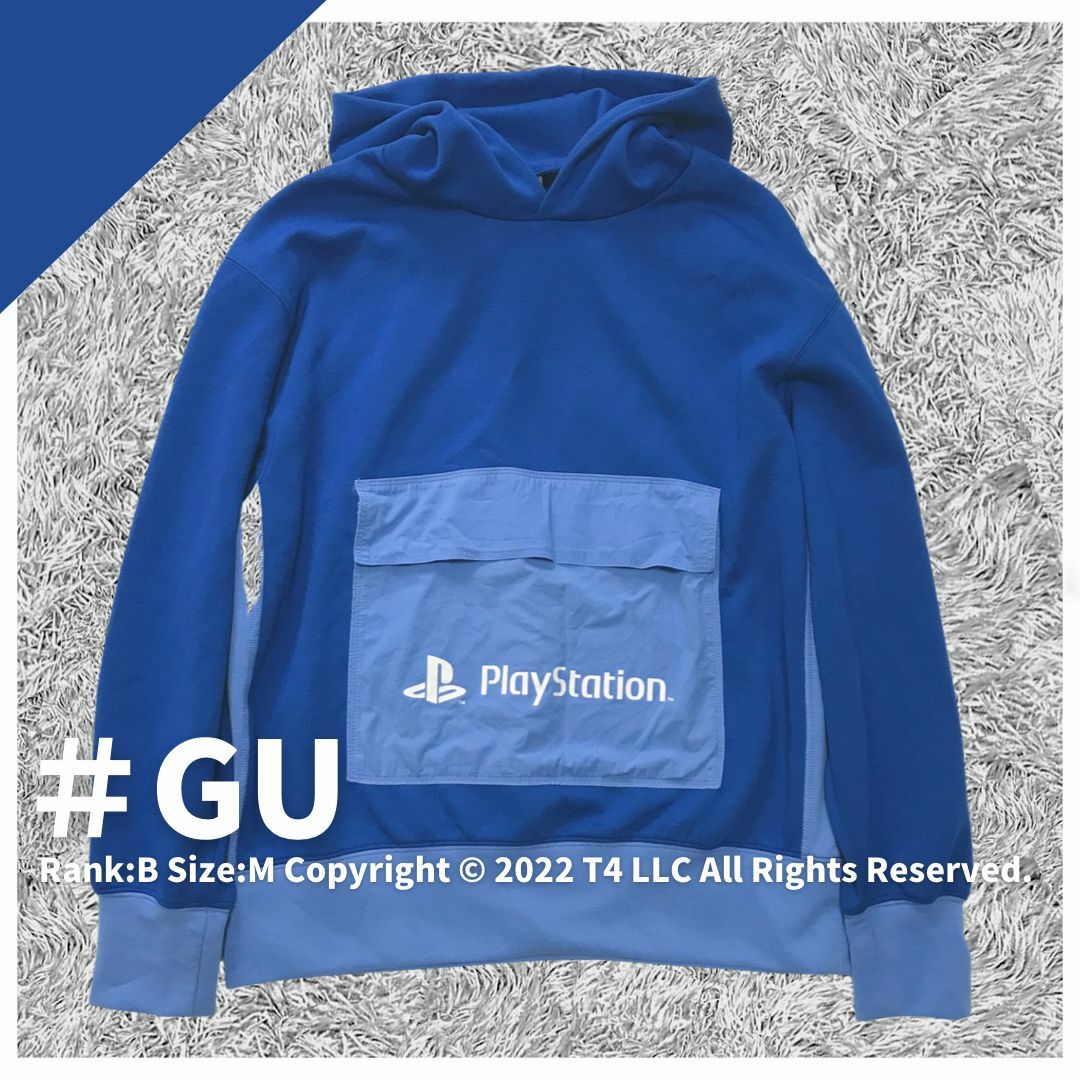 GU(ジーユー)のGU　PlayStation　ポンチパーカー　青　Mサイズ　ロゴ ✓2205 メンズのトップス(パーカー)の商品写真