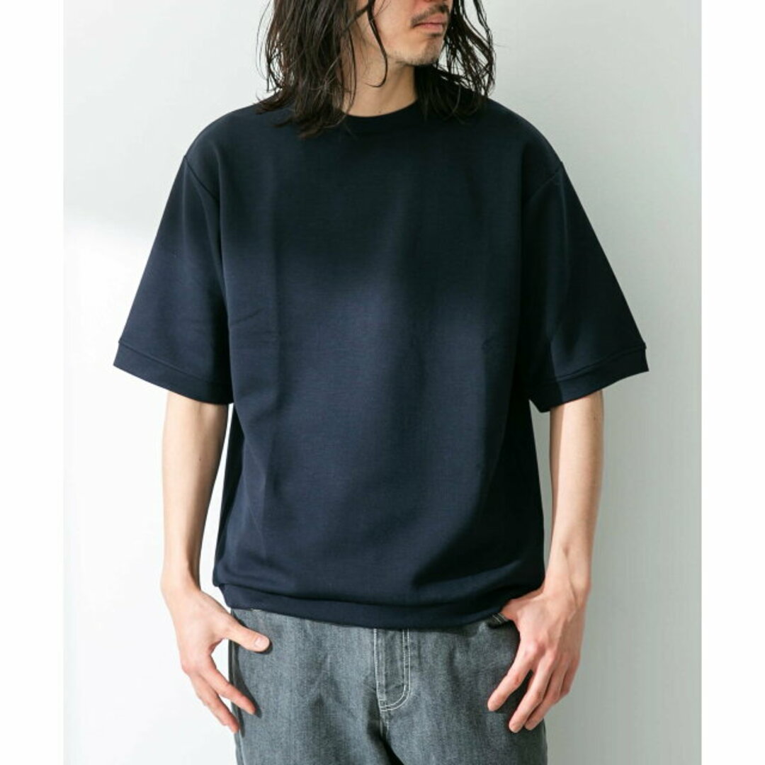 Sonny Label(サニーレーベル)の【ネイビー】シルキーダンボールニットTシャツ メンズのトップス(Tシャツ/カットソー(半袖/袖なし))の商品写真