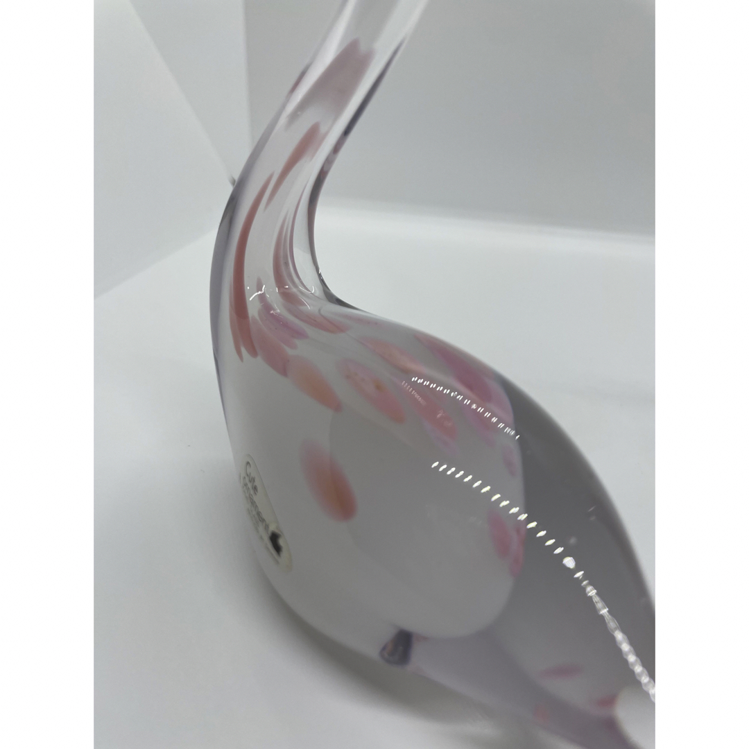 KAMEI GLASS 白鳥 ペア オブジェ シール付き　置物 エンタメ/ホビーの美術品/アンティーク(ガラス)の商品写真