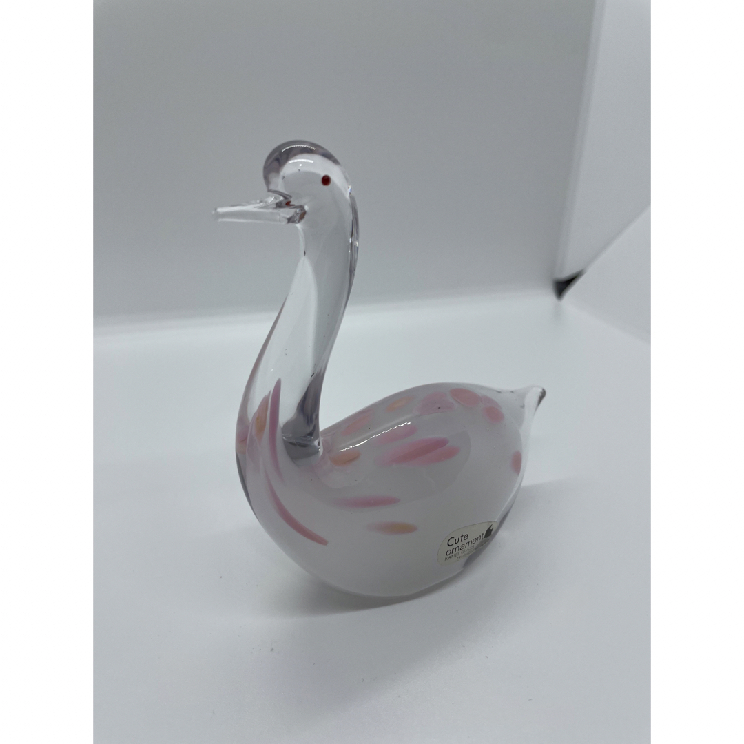 KAMEI GLASS 白鳥 ペア オブジェ シール付き　置物 エンタメ/ホビーの美術品/アンティーク(ガラス)の商品写真