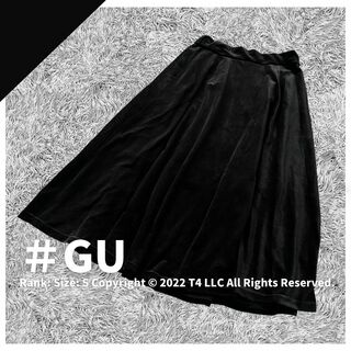 ジーユー(GU)のGU ジーユー スカート 黒  ベロア 楽ちん オシャレ かわいい ✓2199(ひざ丈スカート)