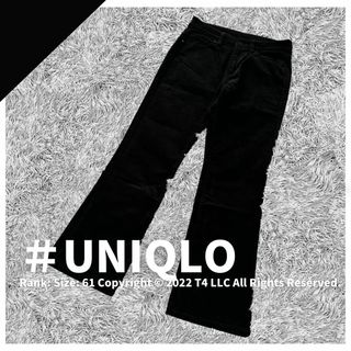 ユニクロ(UNIQLO)のユニクロ UNIQLO ストレート パンツ デニム コーデュロイ 黒 ✓2198(デニム/ジーンズ)