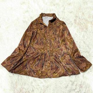 ナチュラルヴィンテージ(natuRAL vintage)のシャツ ブラウス 長袖 ペイズリー 総柄 ギャザー レトロ感 ヴィンテージ(シャツ/ブラウス(長袖/七分))