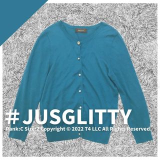 ジャスグリッティー(JUSGLITTY)のJUSGLITTY　カーディガン　ビジューボタン　グリーン系 ✓2166(カーディガン)