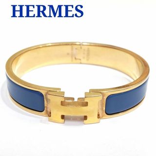 エルメス(Hermes)の正規品鑑定済　エルメス　クリックH　バングル　ブルー　ZJ32(ブレスレット/バングル)