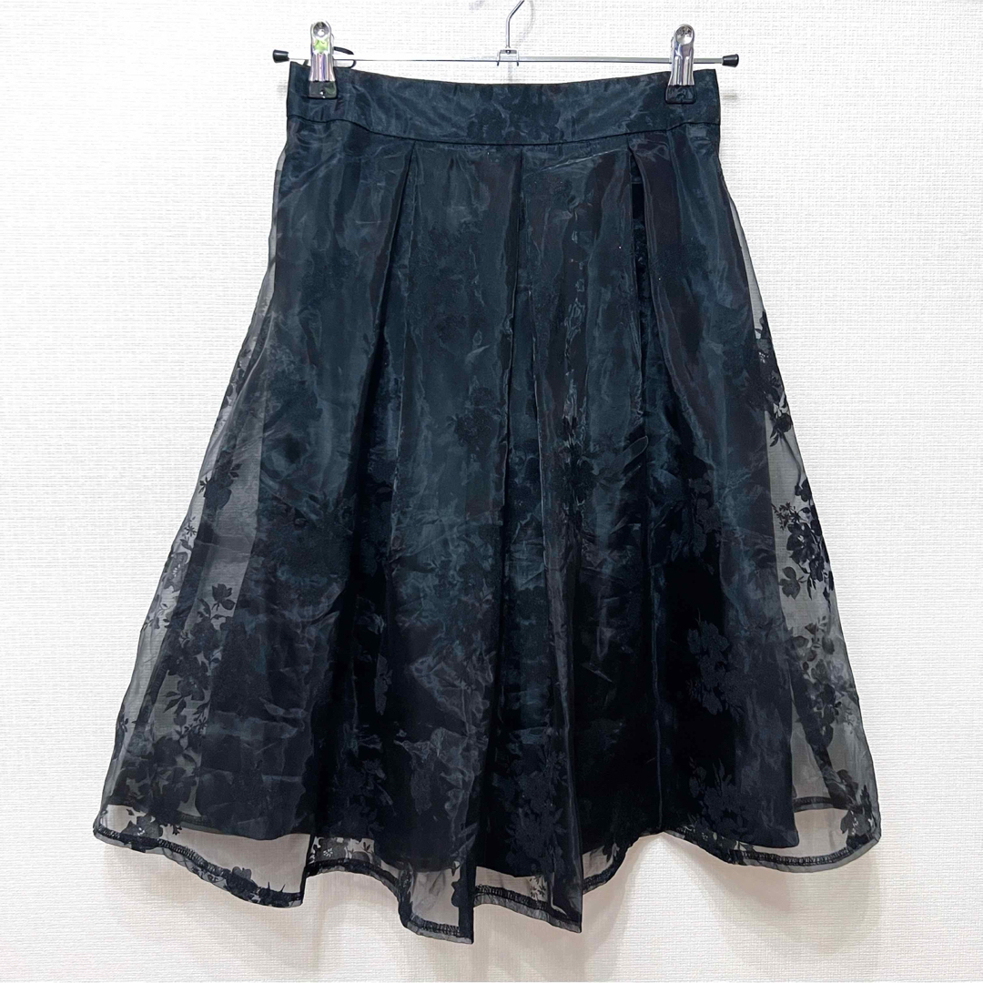 花柄チュールフレアスカート レディース レディースのスカート(ひざ丈スカート)の商品写真