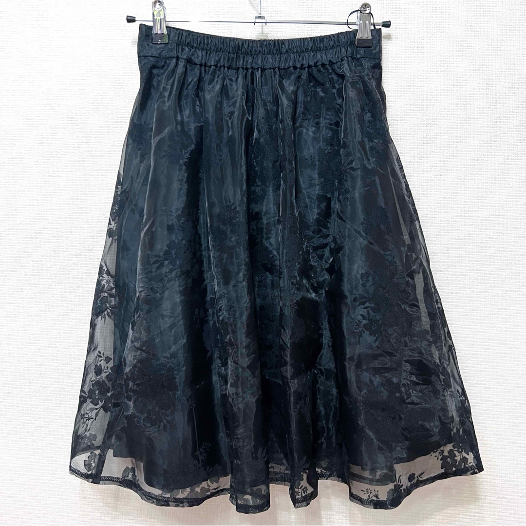 花柄チュールフレアスカート レディース レディースのスカート(ひざ丈スカート)の商品写真