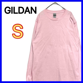 ギルタン(GILDAN)のGILDAN ギルダン ピンク 長袖Tシャツ 無地 Sサイズ コットン(Tシャツ/カットソー(七分/長袖))
