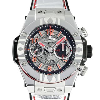 ウブロ(HUBLOT)のウブロ HUBLOT ビッグバン ウニコ ワールドポーカーツアーコラボ スチール 世界限定200本 411.SX.1170.LR.WPT15 シルバー文字盤 中古 腕時計 メンズ(腕時計(アナログ))