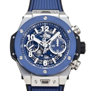 ウブロ(HUBLOT)のウブロ HUBLOT ビッグバン ウニコ チタニウム ブルーセラミック 421.NL.5170.RX ブルー/シルバー文字盤 中古 腕時計 メンズ(腕時計(アナログ))