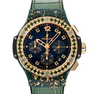 ウブロ(HUBLOT)のウブロ HUBLOT ビッグバン リネン グリーンゴールド 世界限定50本 341.XG.1280.LR.1229 ブラック文字盤 中古 腕時計 メンズ(腕時計(アナログ))