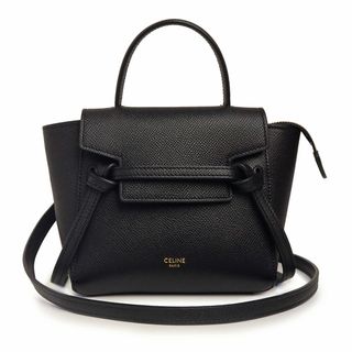 セリーヌ(celine)のセリーヌ ベルトバッグ ピコ 2Way ショルダー ハンドバッグ 斜め掛け グレインカーフレザー ブラック 黒 ゴールド金具 194263 CELINE（未使用　展示品）(ハンドバッグ)