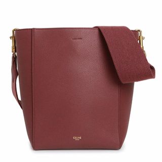 セリーヌ(celine)のセリーヌ サングル バケット スモール ショルダーバッグ グレインカーフレザー ワインレッド ゴールド金具 189303 CELINE（未使用保管品）(ショルダーバッグ)