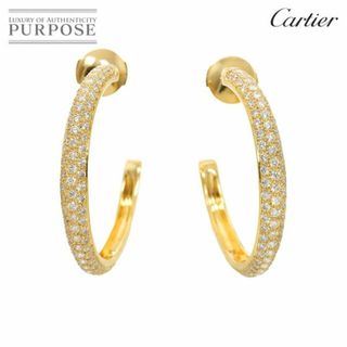 カルティエ(Cartier)のカルティエ Cartier パヴェダイヤ フープ ピアス K18 YG イエローゴールド 750【証明書付き】VLP 90227359(ピアス)