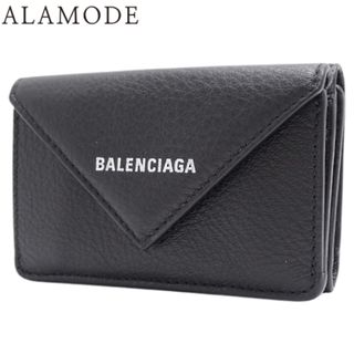 BALENCIAGA(バレンシアガ) PAPIER ペーパー ミニ ウォレット コンパクト財布 三つ折り財布 3つ折り カーフ ブラック黒 シルバー金具 391446 DLQ0N 1000 レディース 40601114115【中古】【アラモード】