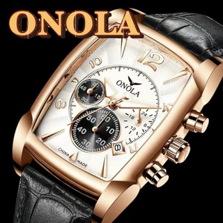 新品 ONOLA クロノグラフ ウォッチ メンズ腕時計 ホワイトゴールドブラック(腕時計(アナログ))