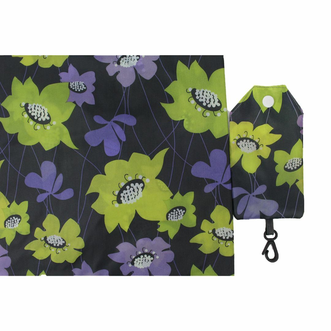 送料無料E2-14 エコバッグ 買物袋 手提袋 レジ袋 37cm×59㎝ 緑紫花 レディースのバッグ(エコバッグ)の商品写真