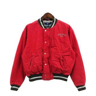 ポロラルフローレン(POLO RALPH LAUREN)のPOLO SPORTS ポロスポーツ コットン スタジアムジャケット ラルフローレン レッド (メンズ M) 中古 古着 Q2780(スタジャン)