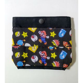 移動ポケット　蓋なし　マリオ　黒(外出用品)