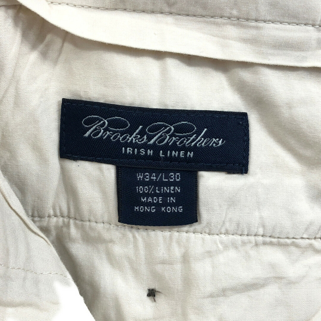 Brooks Brothers(ブルックスブラザース)の90年代 Brooks Brothers ブルックスブラザーズ リネン パンツ ベージュ (メンズ W34 L30) 中古 古着 Q2828 メンズのパンツ(その他)の商品写真