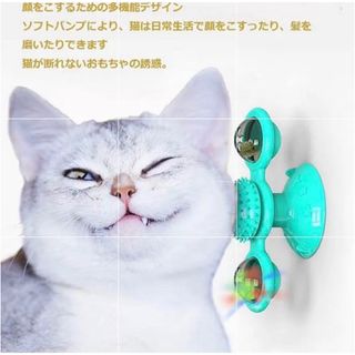 LEDライト付き！猫おもちゃ歯磨きキャットニップ入り回転(猫)