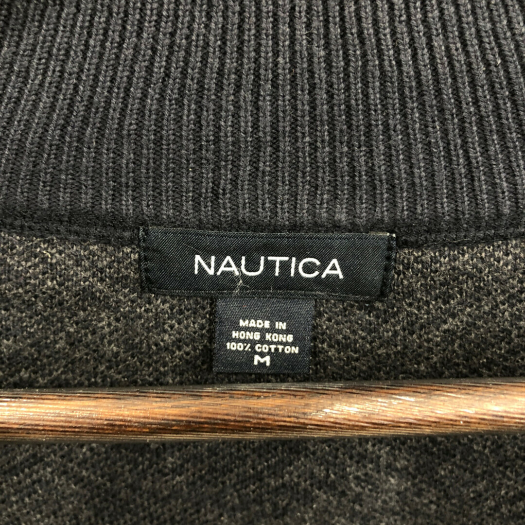 NAUTICA(ノーティカ)のNAUTICA ノーティカ フルジップ ドライバーズニット セーター ヘリンボーン ネイビー (メンズ M) 中古 古着 Q2863 メンズのトップス(ニット/セーター)の商品写真