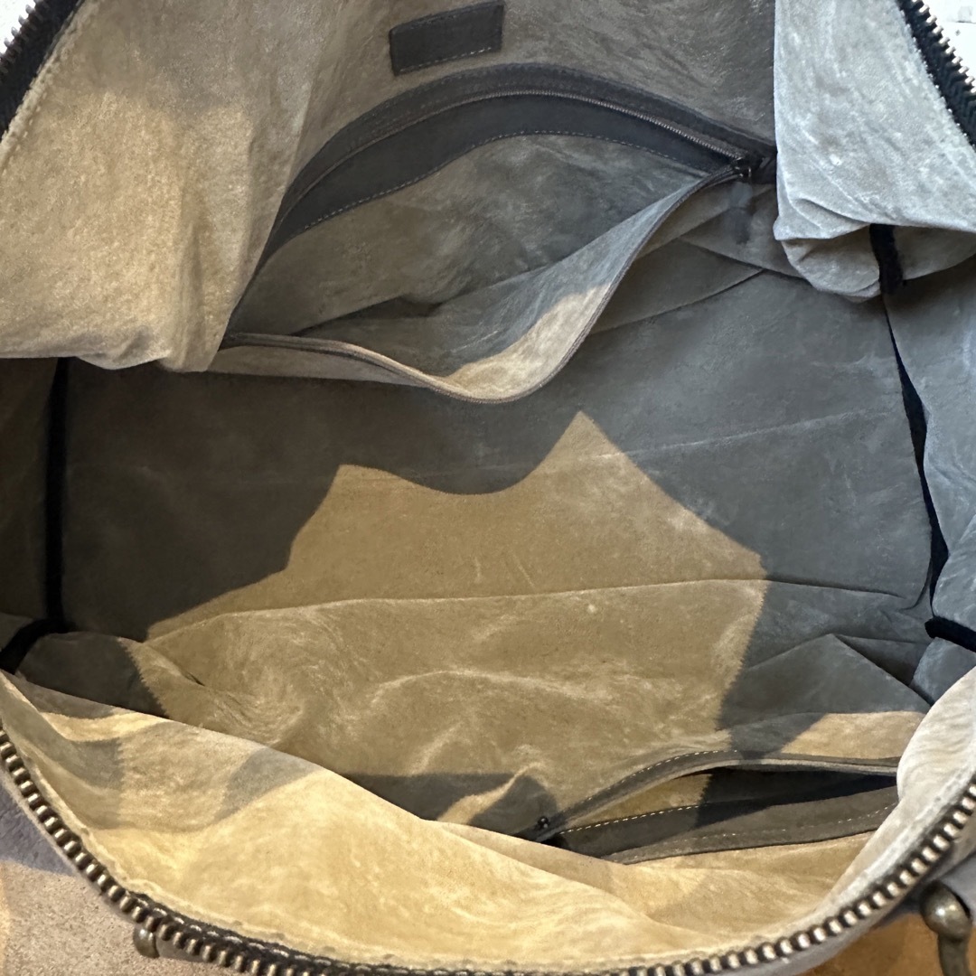 オーダーメイドレザーボストングレー本革ヌバック メンズのバッグ(ボストンバッグ)の商品写真