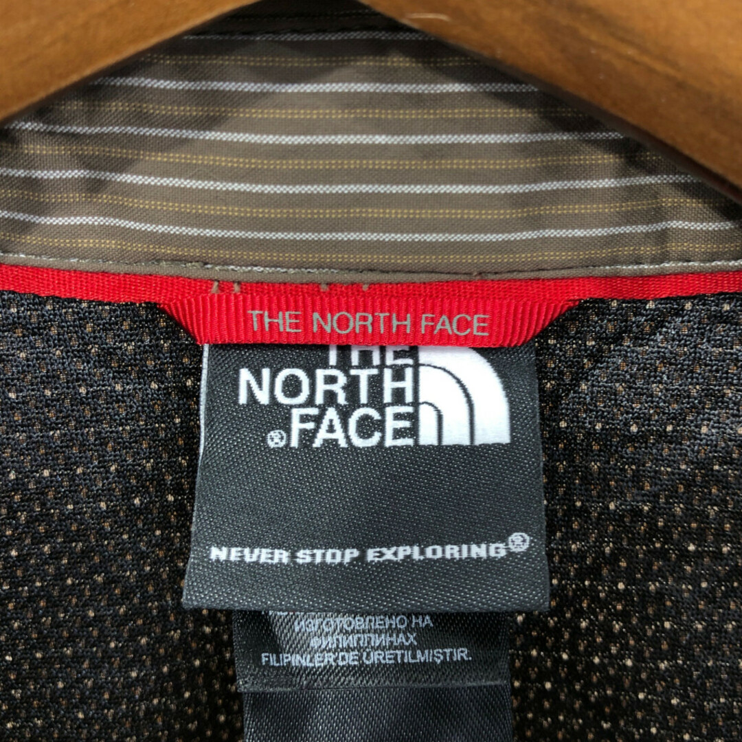 THE NORTH FACE(ザノースフェイス)のTHE NORTH FACE ノースフェイス ストライプ 長袖シャツ アウトドア ブラウン (メンズ L) 中古 古着 Q2918 メンズのトップス(シャツ)の商品写真