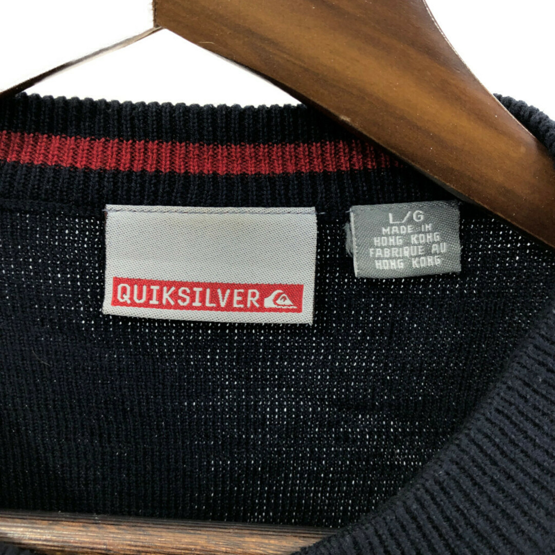 QUIKSILVER(クイックシルバー)の90年代 Quiksilver クイックシルバー コットン アクリル ニット セーター ネイビー (メンズ L) 中古 古着 Q2928 メンズのトップス(ニット/セーター)の商品写真