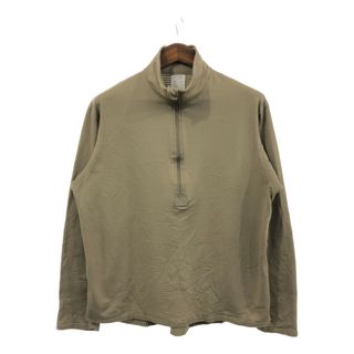 米軍実物 U.S.ARMY ECWCS GEN3 ハーフジップフリースシャツ 長袖Ｔシャツ ミリタリー ベージュ (メンズ LARGE-REGULAR) 中古 古着 Q2999(Tシャツ/カットソー(七分/長袖))