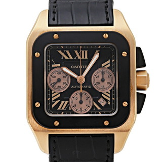 カルティエ(Cartier)のカルティエ Cartier サントス 100 XL カーボン クロノグラフ W2020003 ブラック/ローマ文字盤 中古 腕時計 メンズ(腕時計(アナログ))