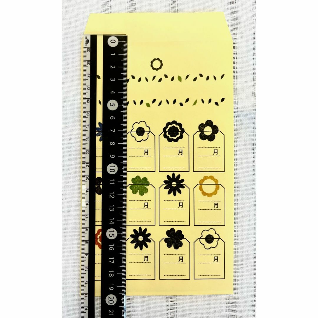 月謝袋　集金袋　5枚セット　角形8号　給料袋サイズ　両面印刷　封筒　花　かわいい ハンドメイドの文具/ステーショナリー(その他)の商品写真