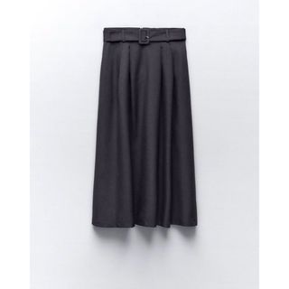 ザラ(ZARA)のZARA ベルト ケープスカート ダークグレー(ロングスカート)