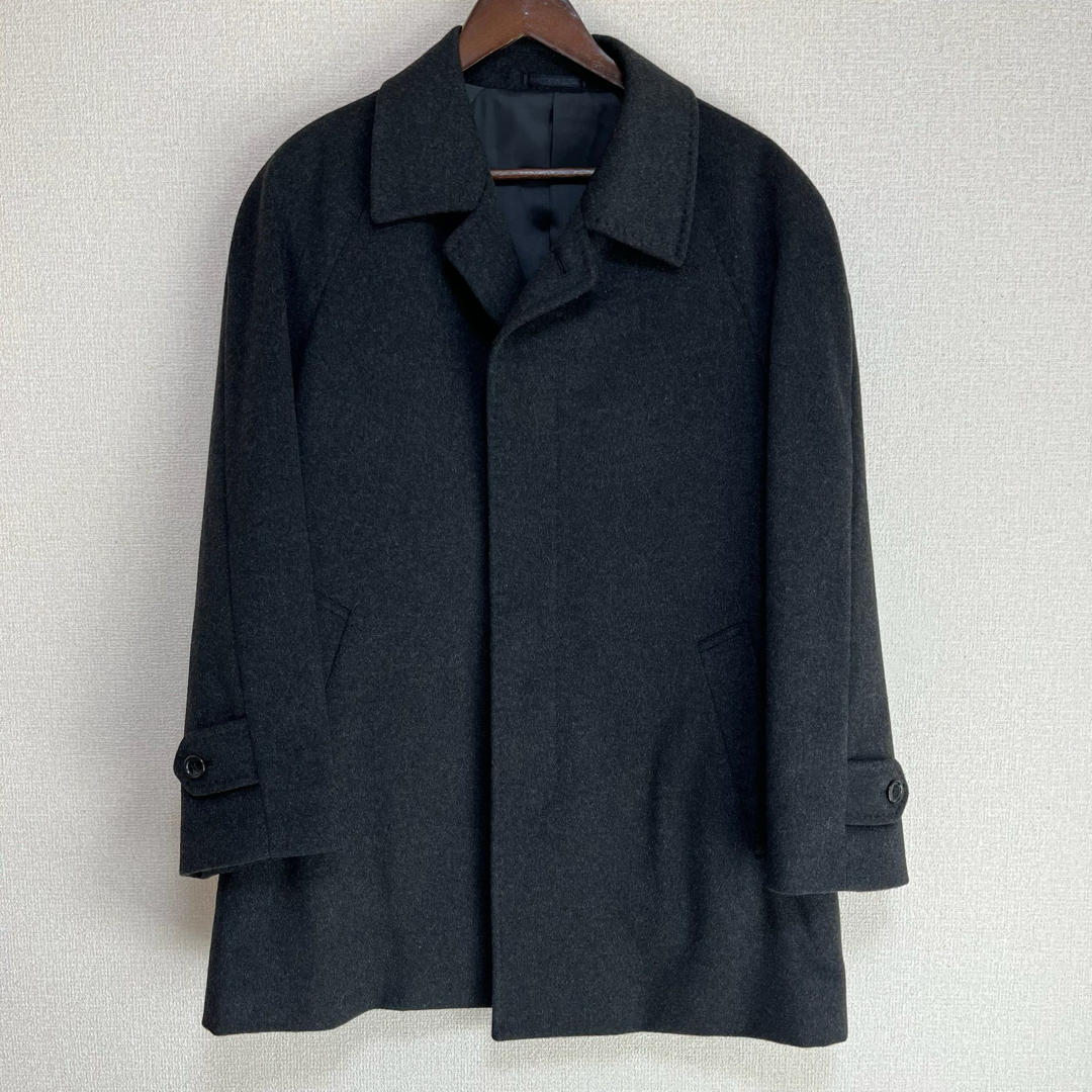 ★美品 cashmere カシミヤ コート ブラック 黒 L メンズのジャケット/アウター(ステンカラーコート)の商品写真