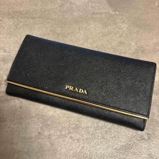 プラダ(PRADA)の美品 PRADA プラダ財布 (黒  ブラック 長財布)(長財布)