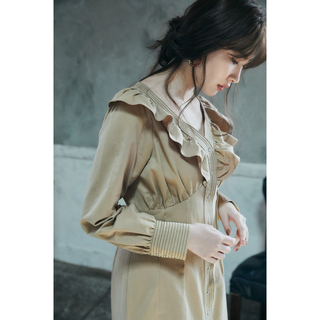 Her lip to - Cotton Twill Ruffled Dress ◆ Her lip to