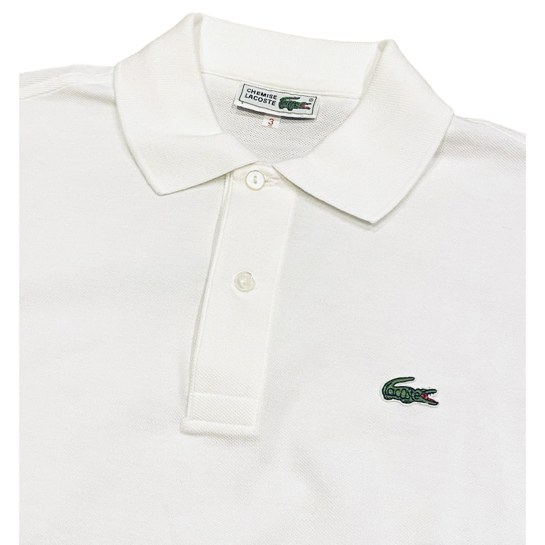 LACOSTE(ラコステ)の【美品•人気】CHEMISE LACOSTE 文字ワニ ポロシャツ 長袖 白 メンズのトップス(ポロシャツ)の商品写真