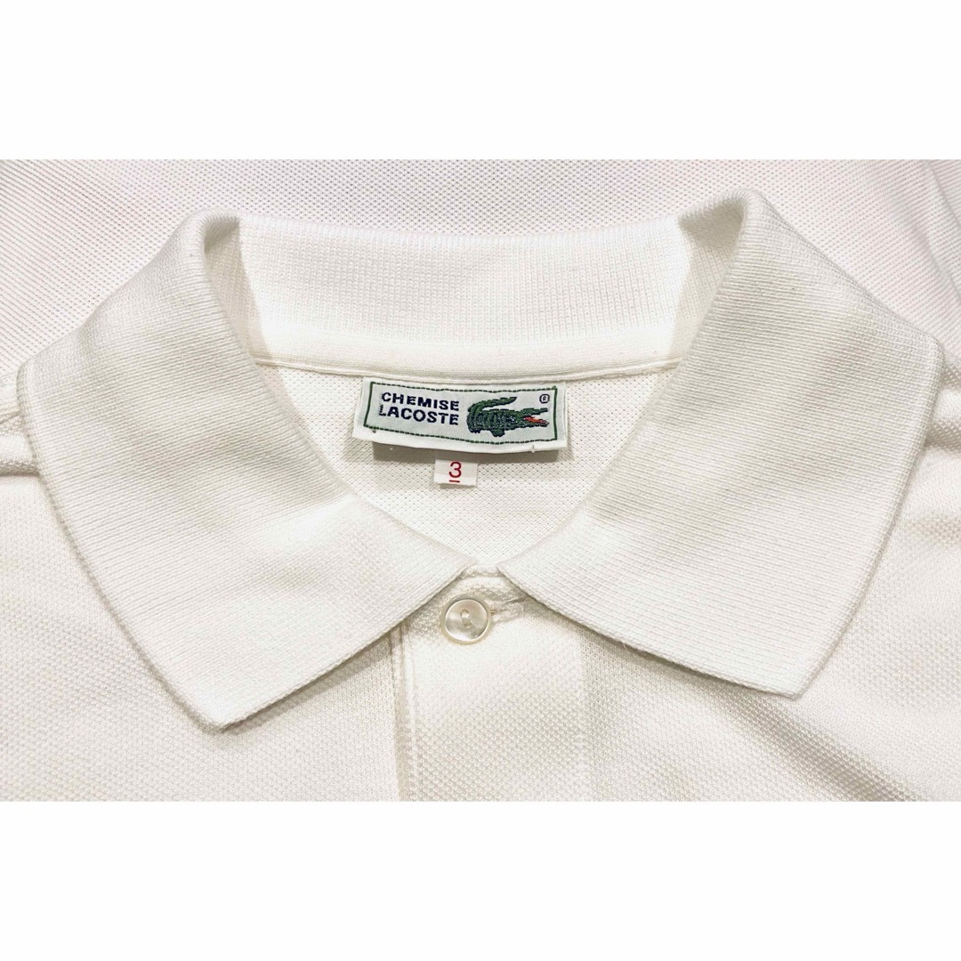 LACOSTE(ラコステ)の【美品•人気】CHEMISE LACOSTE 文字ワニ ポロシャツ 長袖 白 メンズのトップス(ポロシャツ)の商品写真