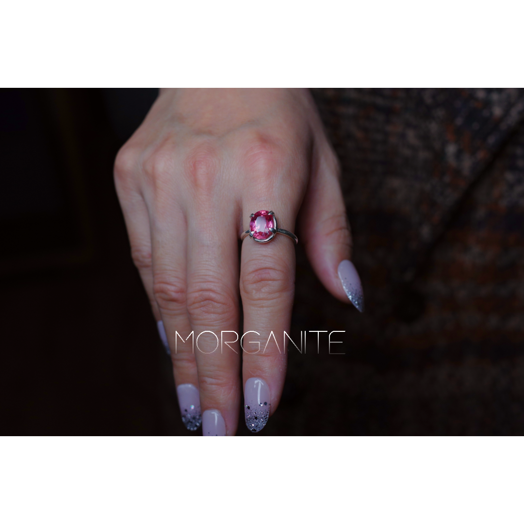 ☆ 新作 ☆『Morganite』☆世界でひとつの天然石リングsilver925 レディースのアクセサリー(リング(指輪))の商品写真