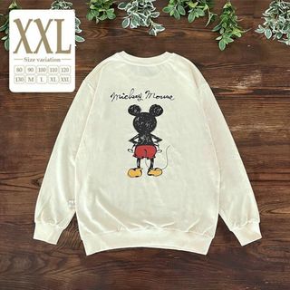 XXL〔ミッキー長袖トレーナー〕ディズニーTシャツ 大人親子コーデカップルお揃い(パーカー)